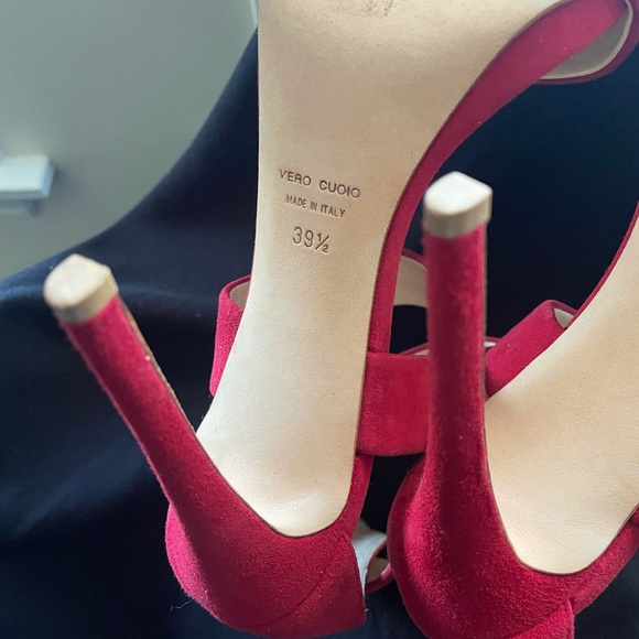 Barney’s New York Red Suede High Heel Sandals size 39.5 - Picture 4 of 10